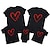 cheap Tops-Family T shirt Family Sets Cotton Heart Letter Street Print Black White Dark Grey Short Sleeve Mommy And Me Outfits Active Matching Outfits