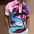 Недорогие Рубашка-поло на молнии-Муж. Футболка-поло Рубашка для гольфа Пальмовый лист Отложной Светло-розовый 3D печать Для улицы Повседневные С короткими рукавами Молния 3D Одежда Мода На каждый день Удобный