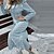 abordables Robes pour Femme-Femme Moulante Robe mi-longue Bleu clair Manches Longues Plaid Bouton Imprimer Printemps Eté Col Ras du Cou Travail Elégant 2022 S M L XL