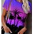 cheap Tees &amp; T Shirts-Women&#039;s T shirt Tee Plants Casual Holiday Going out Floral Painting Short Sleeve T shirt Tee Round Neck Print Basic Essential Holiday Hawaiian Purple S / 3D Print