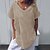 cheap Basic Women&#039;s Tops-spring  summer  bat short-sleeved v-neck solid color cotton linen t-shirt casual women&#039;s clothing