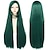 abordables Pelucas para disfraz-Peluca verde oscuro de 100 cm de largo con flequillo, peluca de cosplay recta para mujeres, niñas, hombres, niños, peluca de pelo sintético, disfraz de fiesta para anime