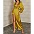cheap Party Dresses-Women&#039;s Party Dress Satin Dress Gold Pure Color Long Sleeve Winter Fall Autumn Zipper Modern Deep V Party 2022 S M L XL XXL