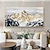 cheap Landscape Paintings-Handmade Hand Painted Oil Painting Wall Art  Large Size Contemporary Golden Mountains Home Decoration Decor Rolled Canvas No Frame Unstretched