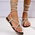 cheap Women&#039;s Sandals-Women&#039;s Sandals Daily Lace Up Sandals Strappy Sandals Gladiator Sandals Roman Sandals Sparkly Sandals Summer Rhinestone Flat Heel Round Toe Elegant Sexy Minimalism Walking Shoes PU Leather Ankle Strap