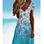 cheap Casual Dresses-Women&#039;s Knee Length Dress A Line Dress Green Short Sleeve Print Color Gradient V Neck Spring Summer Basic 2022 S M L XL XXL 3XL / 3D Print