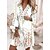 cheap Casual Dresses-Women&#039;s Casual Dress Ethnic Dress Mini Dress White Floral 3/4 Length Sleeve Winter Fall Autumn Ruched Casual V Neck 2023 S M L XL 2XL 3XL