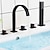 preiswerte Badewannenarmaturen-Badewannenarmatur, Mehrloch-Deckmontage mit Handbrause, Badewanneneinlaufmischer, Messinghähne, 5 Löcher, 3 Griffe, Chrom