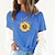 halpa Naisten perusyläosat-Naisten T-paita Perus Painettu Kukka Perus Pyöreä kaula-aukko T-paita Vakio Kesä Sininen Tummanpunainen Tumman vihreä Oranssi Rubiini