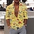 cheap Hawaiian Shirts-Men&#039;s Shirt Floral Turndown Casual Vacation Button-Down Print Long Sleeve Tops Designer Casual Fashion Comfortable Black / White White Yellow