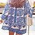 cheap Casual Dresses-Women&#039;s Casual Dress Ethnic Dress Shift Dress Mini Dress Blue Paisley 3/4 Length Sleeve Summer Spring Print Boho V Neck Loose Fit 2023 S M L XL XXL