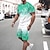 Χαμηλού Κόστους ανδρικό μπλουζάκι 3d-Ανδρικά Κοστούμια μπλουζών Πουκάμισο τένις Γραφική Βαθμίδα Στρογγυλή Ψηλή Λαιμόκοψη Πράσινο του τριφυλλιού Σκούρο γκρι Βαθυγάλαζο Γκρίζο 3D εκτύπωση Δρόμος Καθημερινά Κοντομάνικο Στάμπα Ρούχα 2 τεμ