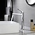 abordables Grifería para lavabos-Grifo de lavabo de baño, grifos de baño de un solo mango estereoscópico de latón con interruptor de agua caliente y fría