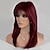 cheap Synthetic Trendy Wigs-Synthetic Wig Straight With Bangs Machine Made Wig 18 inch Light Brown Dark Wine Black Synthetic Hair Women‘s Adjustable Color GradientHigh Quality Black Brown Wine Christmas Party Wigs