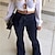 abordables jeans pour femmes-Jean évasé femme bootcut denim pleine longueur faux denim micro-élastique taille moyenne mode travail décontracté noir bleu s m