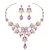 voordelige Kettingen-hot selling violet kristal drop ketting oorbellen bruids bruiloft sieraden set