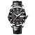 tanie Zegarki kwarcowe-poedagar wysokiej jakości męski zegarek kwarcowy moda luksusowe na co dzień mężczyźni analogowy zegarek na rękę skórzany pasek kalendarz data tydzień luminous wodoodporne zegarki kwarcowe męskie