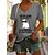 cheap Blouses &amp; Shirts-Women&#039;s T shirt Tee Green Khaki Gray Graphic Letter Patchwork Short Sleeve Casual Daily Basic V Neck Regular S