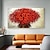 cheap Floral/Botanical Paintings-Handmade Hand Painted Oil Painting Wall Art Red Tree Canvas Paintings Home Decoration Decor Rolled Canvas No Frame Unstretched