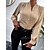 cheap Blouses &amp; Shirts-Women&#039;s Blouse Shirt Beige Button Plain Work Long Sleeve V Neck Streetwear Casual Regular S