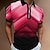 cheap Men&#039;s Tops-Men&#039;s Golf Shirt Gradient 3D Print Turndown Street Daily Short Sleeve Zipper 3D Tops Casual Fashion Comfortable Green Purple Pink / Beach