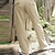 cheap Linen Pants-Men&#039;s Linen Pants Trousers Summer Pants Beach Pants Pocket Drawstring Elastic Drawstring Design Plain Breathable Lightweight Full Length Gym Yoga Linen / Cotton Blend Fashion Streetwear Light Gray
