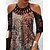 cheap Casual Dresses-Women&#039;s Casual Dress Mini Dress Gray Print Sleeveless Spring Summer Cold Shoulder Casual Halter 2023 S M L XL XXL 3XL