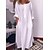 cheap Casual Dresses-Women&#039;s Cotton Linen Dress Casual Dress Shift Dress Cotton And Linen Maxi long Dress Daily Vacation Casual Modern Ruched Pocket Boat Neck Winter Fall Spring Long Sleeve Loose Fit 2023 White Pure Color