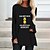 cheap Autumn dress-Women&#039;s Knee Length Dress Shift Dress Black Long Sleeve Print Print Letter Animal Crew Neck Fall Spring Casual Vacation 2022 S M L XL XXL 3XL