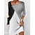 cheap Casual Dresses-Women&#039;s Short Mini Dress A Line Dress White 3/4 Length Sleeve Patchwork Color Block V Neck Fall Winter Fashion Modern 2022 S M L XL 2XL 3XL