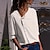 billige Bluser og trøjer til kvinder-Dame Skjorte Bluse Sort Hvid Gul Vanlig Knap Langærmet Afslappet Daglig Basale Forretning Elegant V-hals Normal Bomuld S