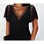 cheap Casual Dresses-Women&#039;s Casual Dress Lace Dress Mini Dress Black Pure Color Short Sleeve Fall Spring Summer Hollow Out Modern V Neck Weekend 2023 S M L XL 2XL 3XL