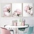economico Stampe botanica-3 pannelli peonia/fiore rosa wall art appeso a parete regalo decorazione della casa tela arrotolata senza cornice senza cornice non allungata