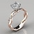 olcso Gyűrűk-longrui európai és amerikai ékszerekkel bevont 18 karátos rózsa arany kétszínű hercegnő gyémánt gyűrű kereszt csavart gyémánt gyűrű