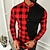 billiga herrskjorta med knäppning-Herr Skjorta Knapp upp skjorta Rutig skjorta Sommarskjorta Svart / röd Långärmad Pläd / Rutig Hög krage Gata Dagligen Button-Down Kläder Mode Ledigt Bekväm