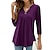 cheap Women&#039;s Blouses &amp; Shirts-Women&#039;s Blouse Shirt Tunic Green Blue Purple Plain Flowing tunic 3/4 Length Sleeve Daily Weekend Streetwear Casual V Neck Regular S