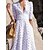 cheap Casual Dresses-Women&#039;s Casual Dress Swing Dress Long Dress Maxi Dress White Pure Color Half Sleeve Winter Fall Spring Lace Stylish V Neck Weekend 2023 S M L XL 2XL 3XL