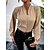 cheap Blouses &amp; Shirts-Women&#039;s Blouse Shirt Beige Button Plain Work Long Sleeve V Neck Streetwear Casual Regular S