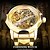 preiswerte Mechanische Uhren-Forsining mechanische Uhr für Herren, analoge Automatikuhr, Automatikaufzug, stilvoll, modern, wasserdicht, hohles Skelett, leuchtende Edelstahluhr