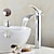 abordables Classiques-robinet de lavabo de salle de bain style moderne mitigeur chromé cascade en acier inoxydable robinet de salle de bain contemporain réglable à l&#039;eau froide et chaude argenté