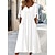 お買い得  無地ドレス-女性用 カジュアルドレス シフトドレス 白いドレス ミディドレス ホワイト 半袖 ピュアカラー ボタン 夏 春 Ｖネック ベーシック バケーション ルーズフィット 2023年 S M L XL XXL 3XL