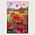 olcso Virág-/növénymintás festmények-kézzel készített olajfestmény vászonfal művészeti dekoráció absztrakt kés festmény virágok piros lakberendezéshez hengerelt keret nélküli feszítetlen festmény