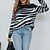 cheap Sweaters-Women&#039;s Pullover Sweater Jumper Jumper Ribbed Knit Stripe Knitted Crew Neck Striped Outdoor Daily Stylish Casual Winter Fall Black White S M L