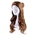 זול פאה לתחפושת-שיער סינטטי חום גלי ארוך עם פאת לחמניות צמה מוגבה לנשים פאות קוספליי