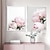 billiga Botaniska tryck-3 paneler pion/ rosa blomma väggkonst vägghängande present heminredning rullad duk utan ram oinramad osträckt