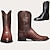 abordables Cowboy y botas occidentales-Hombre Botas Botas cowboy Vintage Clásico Exterior Diario PU Mitad de Gemelo Mocasín Negro Marrón Verano Otoño