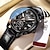 abordables Montres à Quartz-Poedagar marque hommes montres de luxe lumineux étanche montre à quartz en cuir mode calendrier montre-bracelet