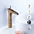 cheap Classical-Antique Brass Bathroom Sink Faucet,Waterfall  Single Handle One Hole Bath Taps with Hot and Cold Switch and Ceramic Valve