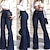 cheap Women&#039;s Jeans-Women‘s Flare Jeans Bootcut Full Length Denim Faux Denim Micro-elastic Mid Waist Fashion Work Casual Black Blue S M