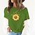 cheap Basic Women&#039;s Tops-Women&#039;s T shirt Tee Basic Print Flower / Floral Basic Round Neck T-shirt Sleeve Standard Summer Blue Dark Red Dark Green Orange Red